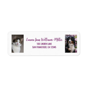 Personalise 2 Photos Cat Dog Modern Return Address