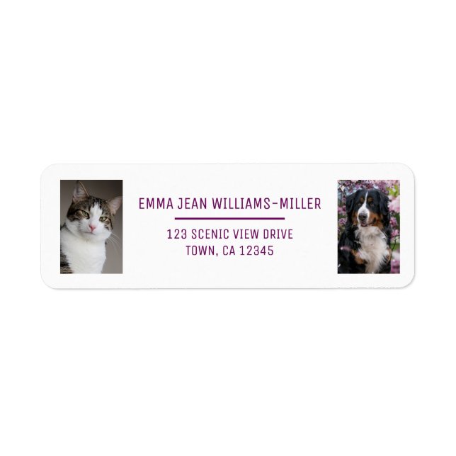 Personalise 2 Photos Cat Dog Modern Return Address (Front)