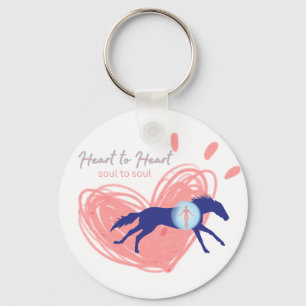 Personalise 2 Sided Horse Heart to Heart Soul Key Ring