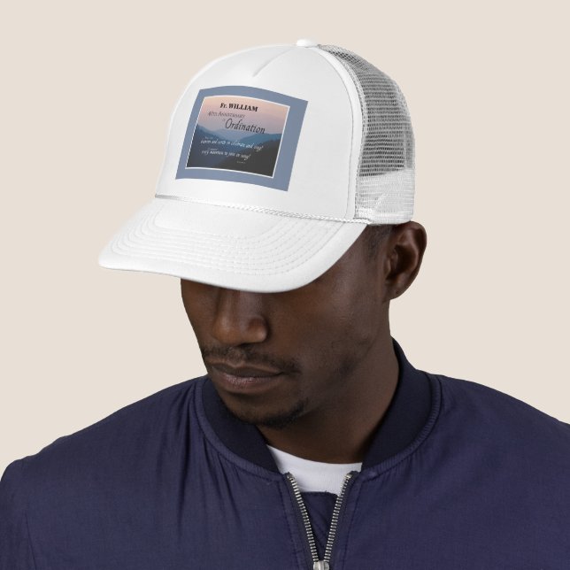 Personalise 40th Anniversary Ordination Congrats Trucker Hat (In Situ)