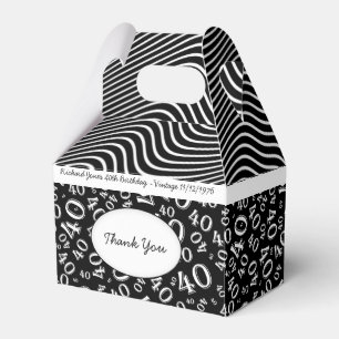 Personalise:  40th Birthday Black and White Theme Favour Box