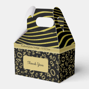 Personalise:  40th Birthday Gold and Black Theme Favour Box
