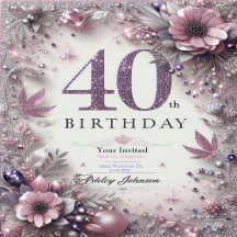 personalise  40th Birthday Invitation card