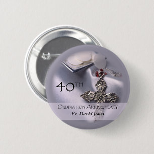 Personalise, 40th Ordination Anniversary Congrats 6 Cm Round Badge