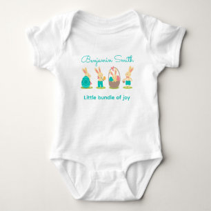 Personalise 4 Bunnies with eggs Baby Bodysuit