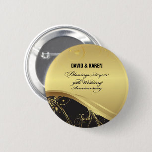 Personalise, 50th Wedding Anniversary Religious 6 Cm Round Badge