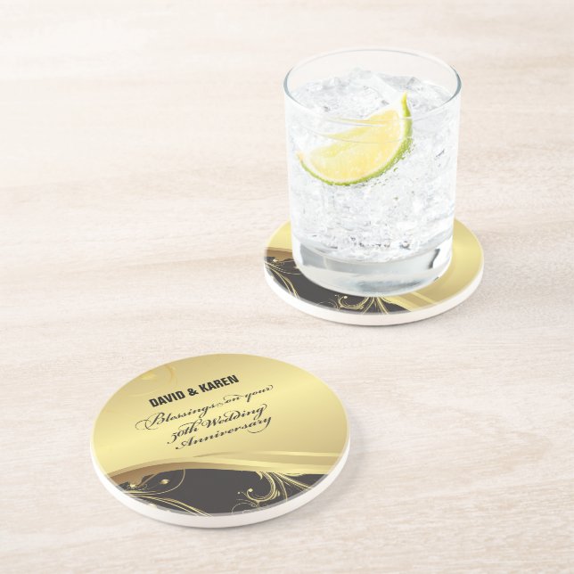 Personalise, 50th Wedding Anniversary Religious Coaster (Side)