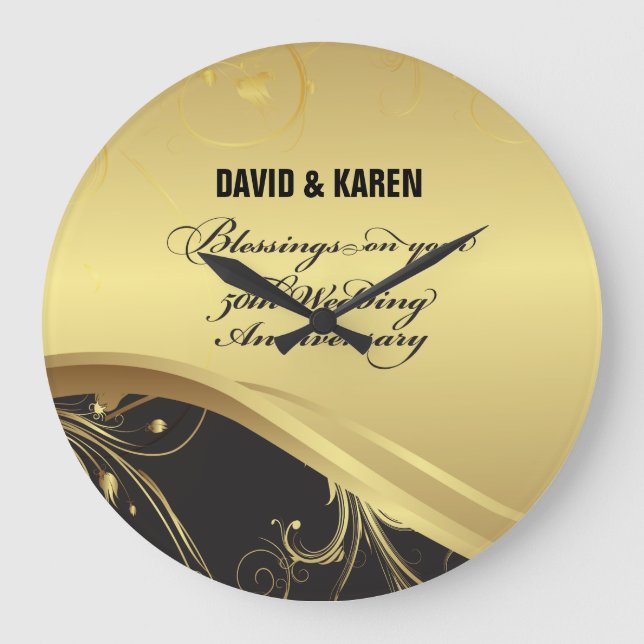 Personalise, 50th Wedding Anniversary Religious Large Clock (Front)