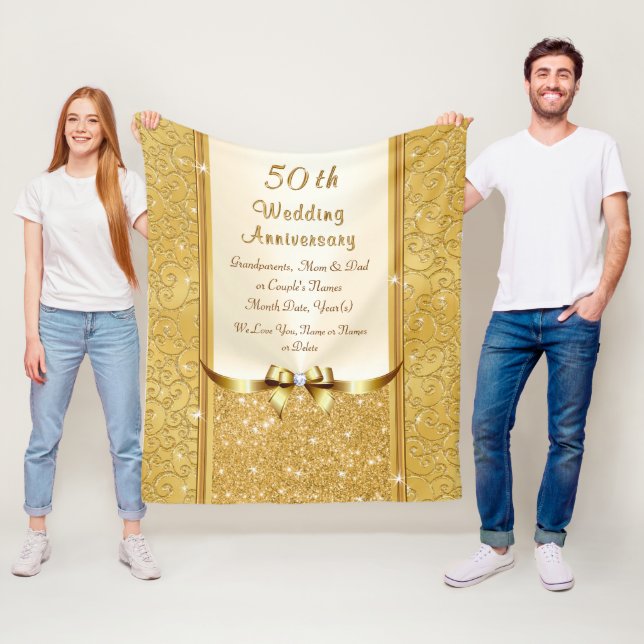 Personalise 50th Wedding Anniversary Throw Blanket (In Situ)