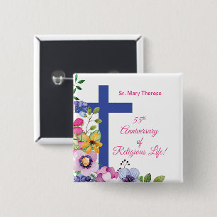 Personalise, 55th Anniversary Nun Religious Life 15 Cm Square Badge