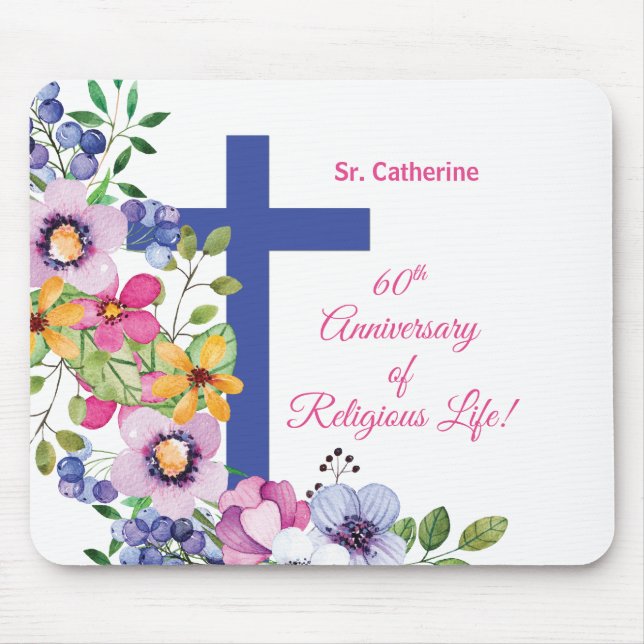 Personalise, 60th Anniversary Nun Religious Life Mouse Pad (Front)