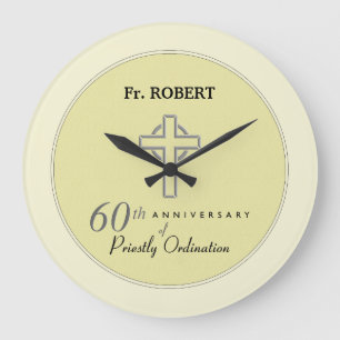 Personalise, 60th Anniversary of Priest Embossed Large Clock