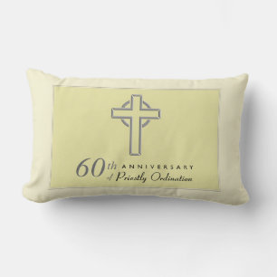 Personalise, 60th Anniversary of Priest Embossed Lumbar Cushion