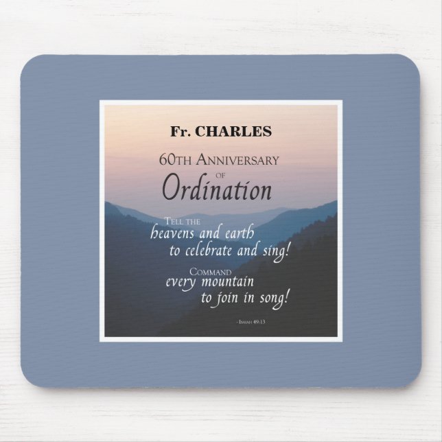 Personalise 60th Anniversary Ordination Congrats Mouse Pad (Front)