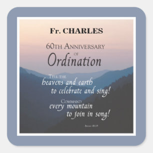 Personalise 60th Anniversary Ordination Congrats Square Sticker