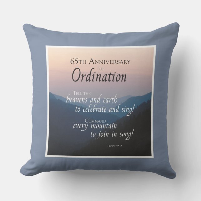 Personalise 65th Anniversary Ordination Congrats Cushion (Front)