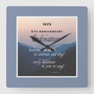 Personalise 65th Anniversary Ordination Congrats Square Wall Clock