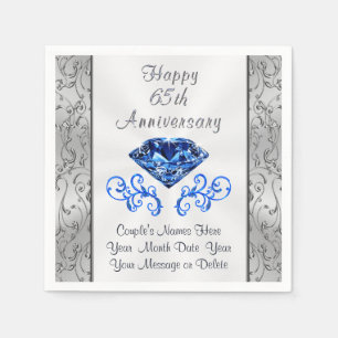Personalise 65th Wedding Anniversary Party Napkins