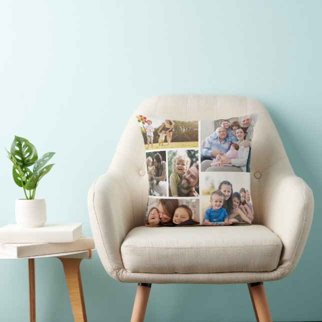 Personalise 6 Custom Photo Collages Framed Art Cushion (Chair)