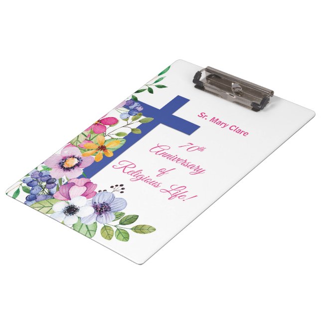 Personalise, 70th Anniversary Nun Religious Life Clipboard (Angled)