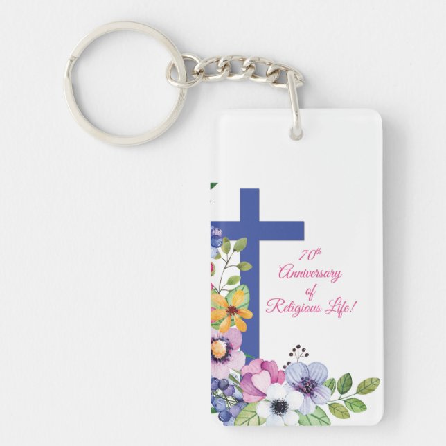 Personalise, 70th Anniversary Nun Religious Life Key Ring (Front)