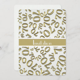 Personalise: 70th Gold and White Birthday Party Invitation