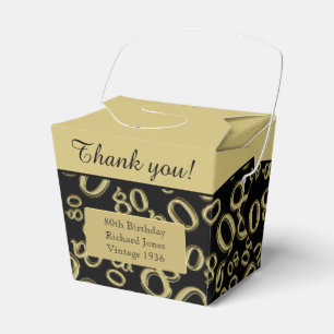 Personalise: 80th Birthday Party Gold/Black Favour Box