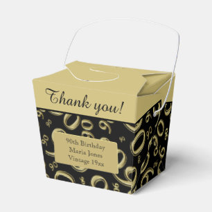 Personalise: 90th Birthday Party Gold/Black Favour Box