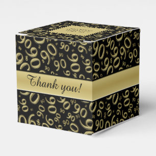 Personalise: 90th Birthday Party Gold/Black Favour Box