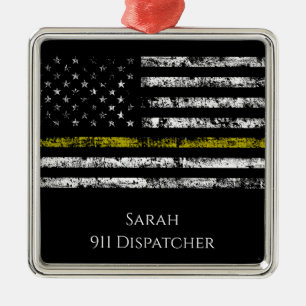Personalise 911 dispatcher metal tree decoration