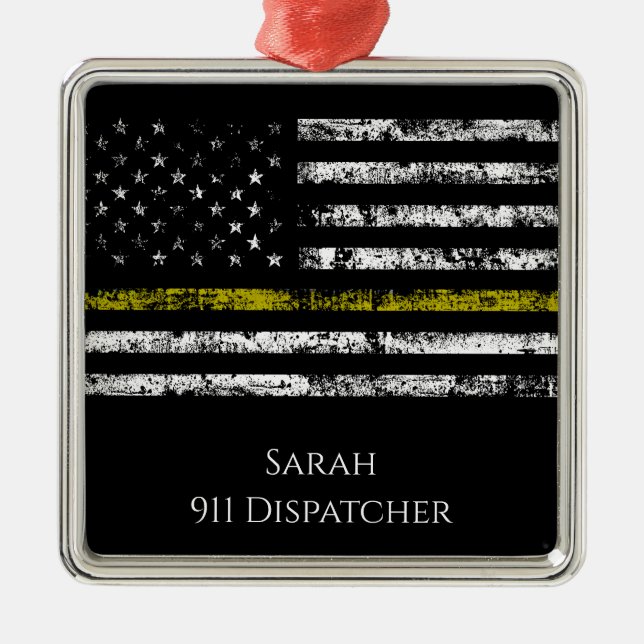 Personalise 911 dispatcher metal tree decoration (Front)