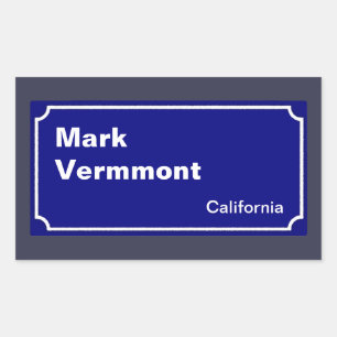 personalise a blue street sign rectangular sticker