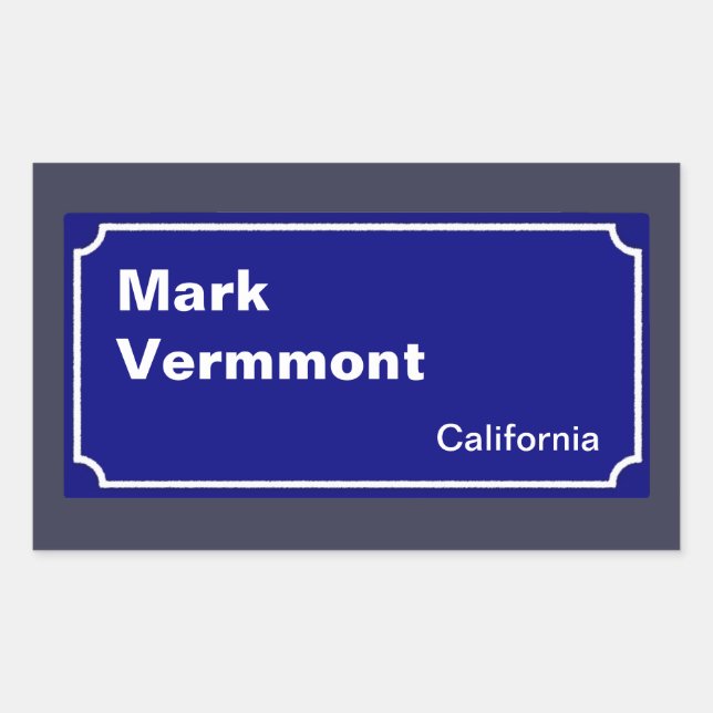 personalise a blue street sign rectangular sticker (Front)