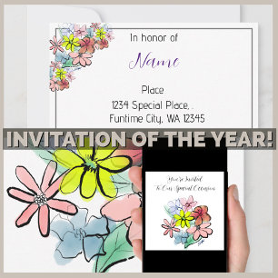 Personalise  A Bright and Pretty Flower Graphic  Invitation