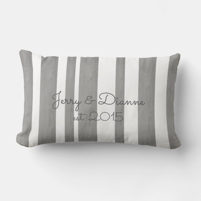 personalise a custom pillow grey and white stripes (Front)