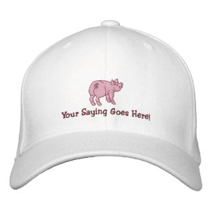Personalise A Cute Little Pig with Your Text Embroidered Hat