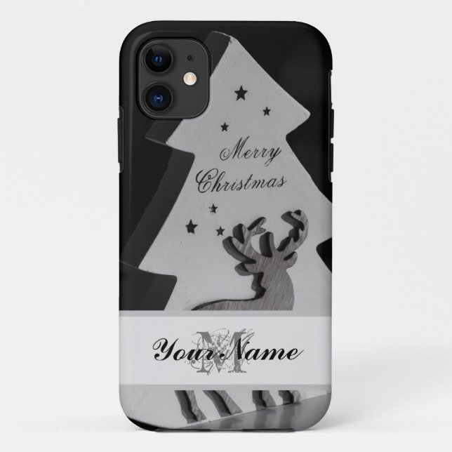 Personalise a noble monogram Merry Christmas case! Case-Mate iPhone Case (Back)