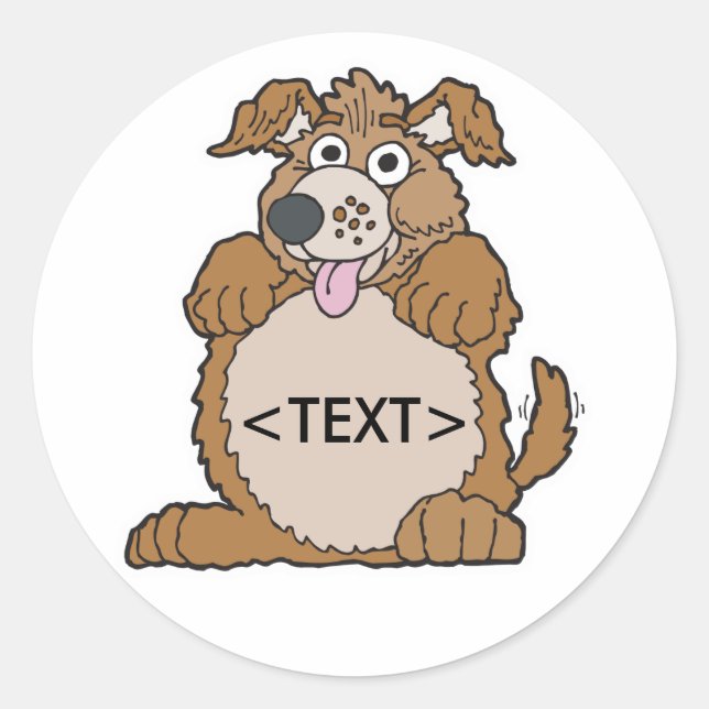 Personalise a Puppy Dog, <TEXT> Classic Round Sticker (Front)
