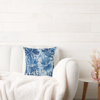 Personalise Abstract Blue And White Flower Art  Cushion