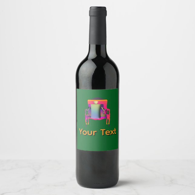 Personalise Abstract Chair Design  Wine Label (Front)