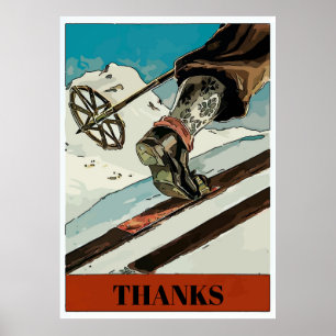 Personalise, add text,Mountain Snow Ski Poster