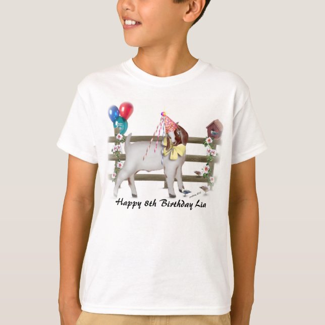 Personalise Adorable Boer Goat Kid Birthday Shrt T-Shirt (Front)