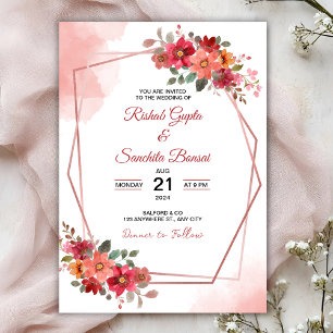 Personalise Aesthetic floral weeding Invitation