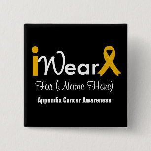 Personalise Amber Ribbon Appendix Cancer 15 Cm Square Badge