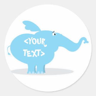 Personalise an Elephant, <YOUR TEXT> Classic Round Sticker