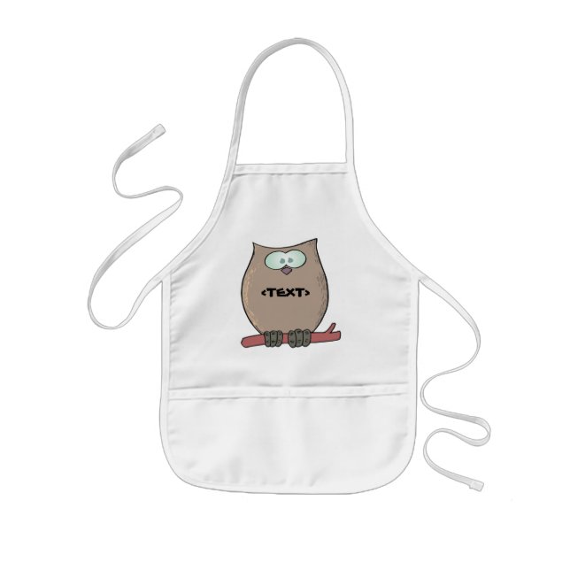 Personalise an Owl, <TEXT> Kids Apron (Front)
