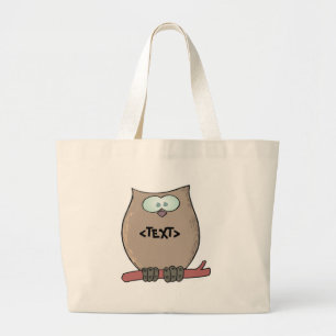 Personalise an Owl, <TEXT> Large Tote Bag