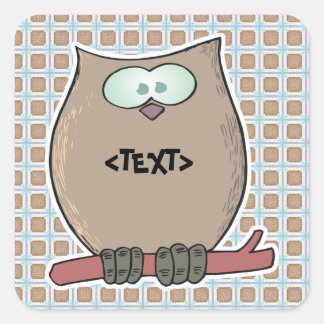 Personalise an Owl, <TEXT> Square Sticker