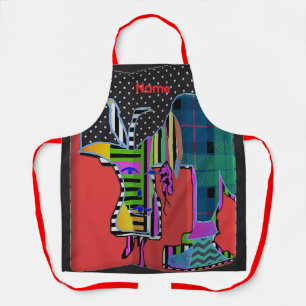 Personalise Animal Imagery Kitchen Craft Red Strap Apron