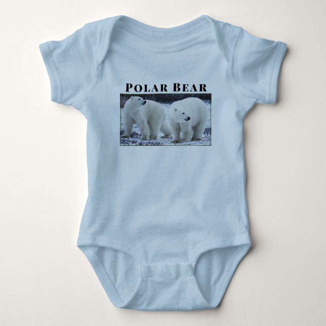 Personalise Animal Polar Bear Outdoor Wildlife Baby Bodysuit (Front)